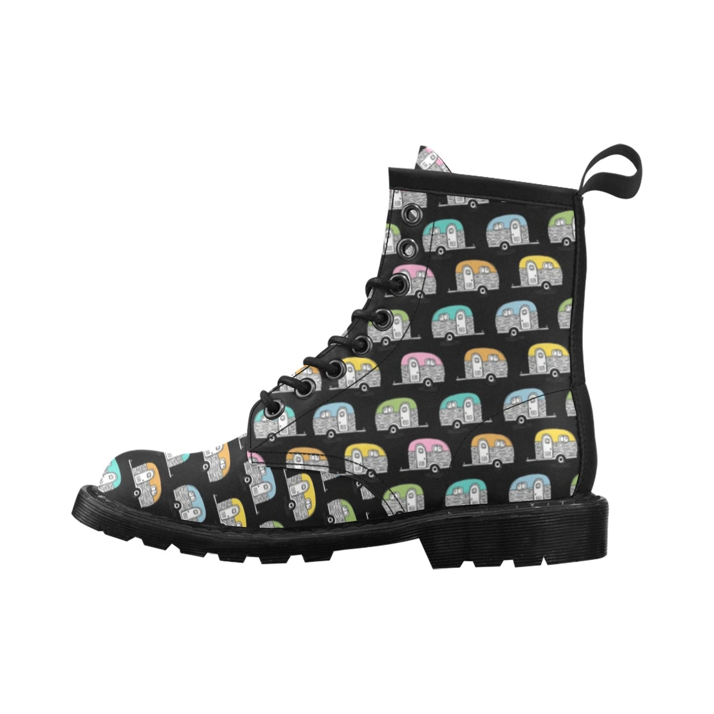 Camper Pattern Camping Themed No 2 Print Women's Boots