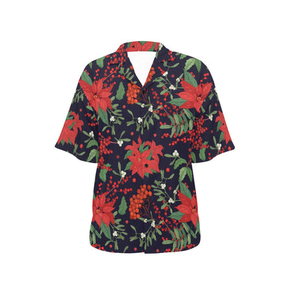 Poinsettia Pattern Print Design POT02 Women's Hawaiian Shirt