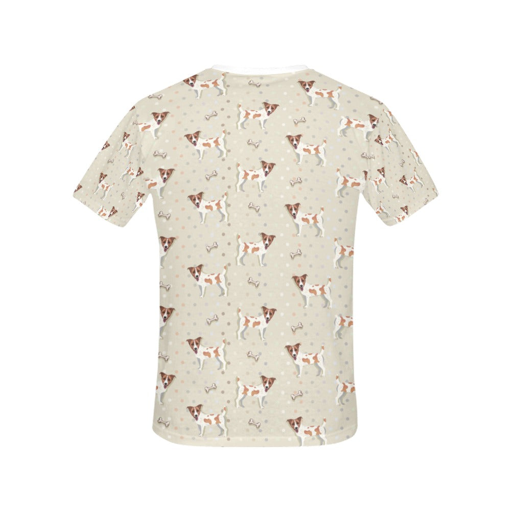 Russell Terriers With Bone Print Design LKS302 Women's  T-shirt