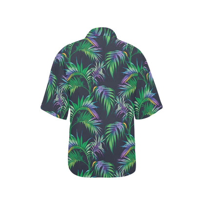 Palm Leaves Pattern Print Design PL04 Women's Hawaiian Shirt