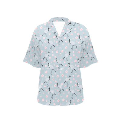 Sakura Bird Print Design LKS304 Women's Hawaiian Shirt