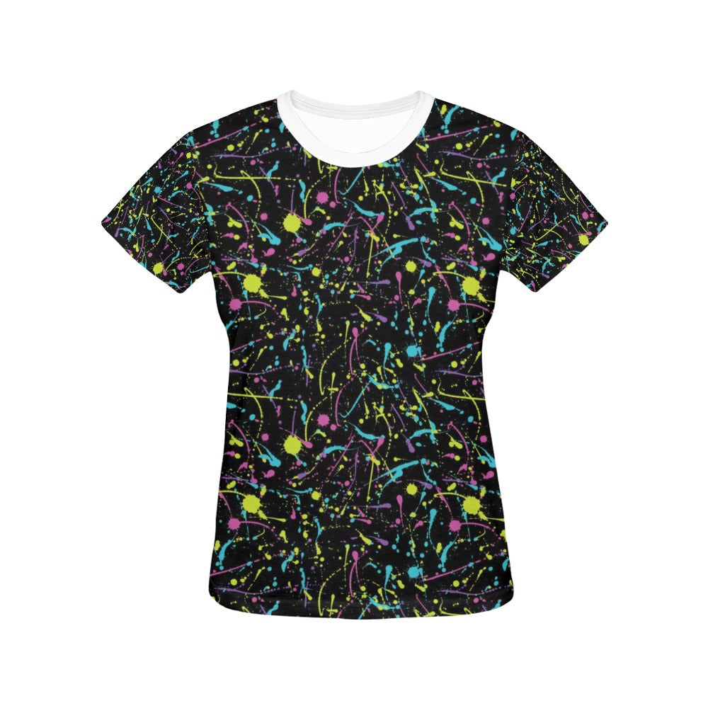 Splatter Multicolor Print Design LKS302 Women's  T-shirt