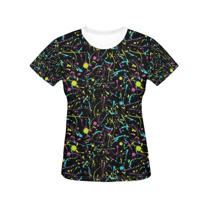 Splatter Multicolor Print Design LKS302 Women's  T-shirt