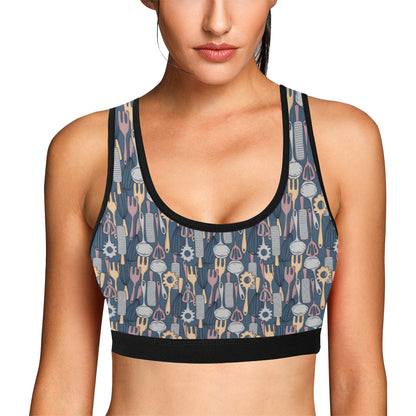 Cooking Kitchen Tools Pattern Print Design 05 Sports Bra