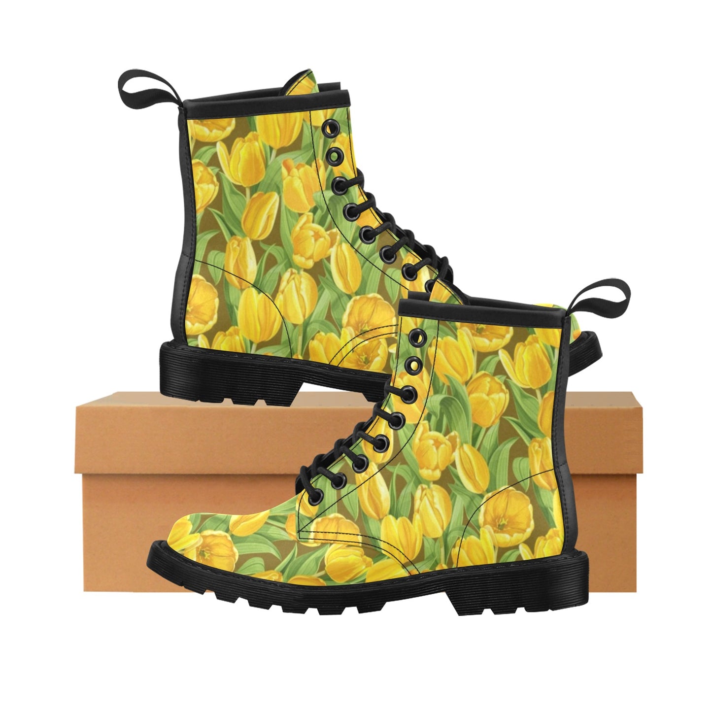 Tulip Yellow Pattern Print Design TP010 Women's Boots