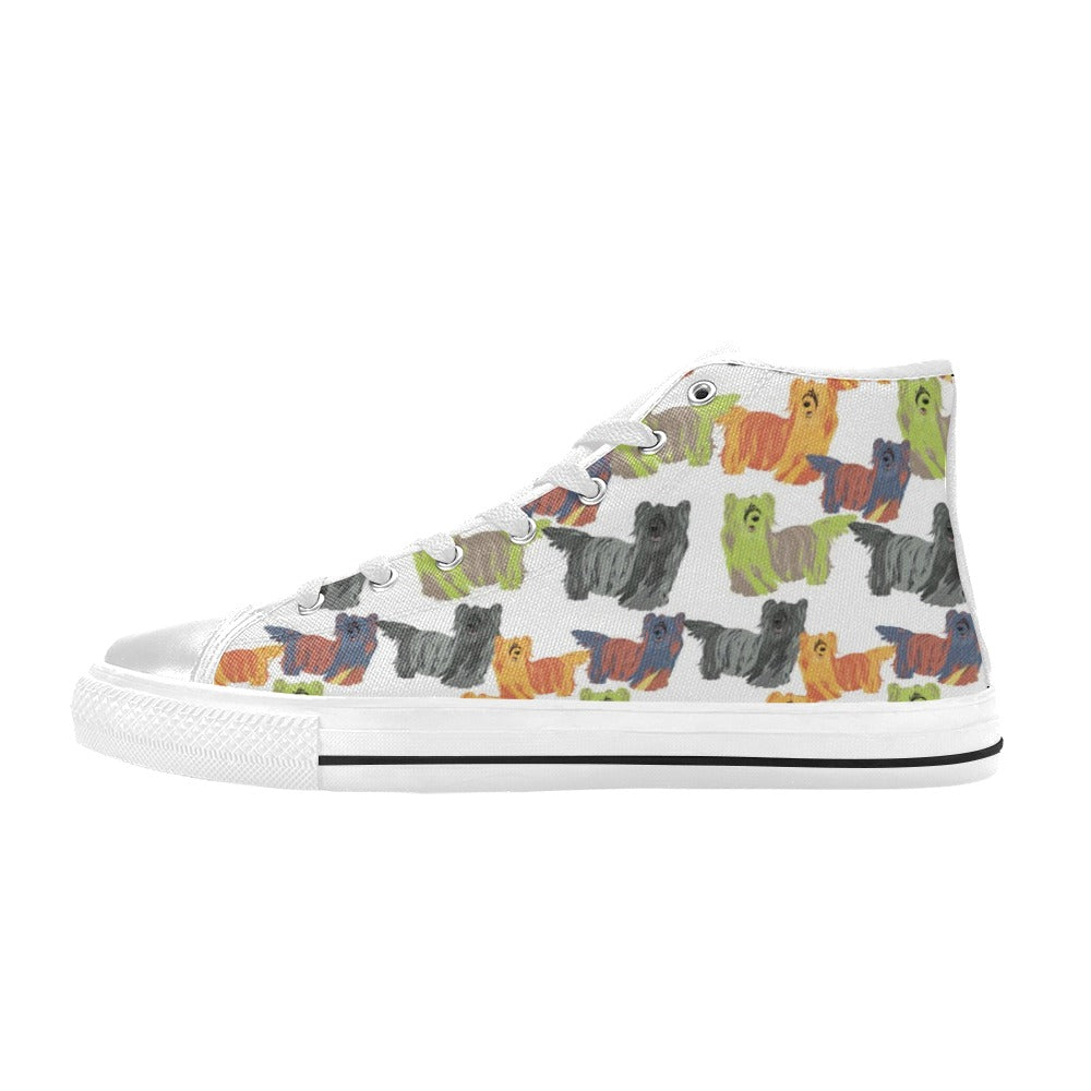 Skye Terriers Print Design LKS301 High Top Women's White Shoes