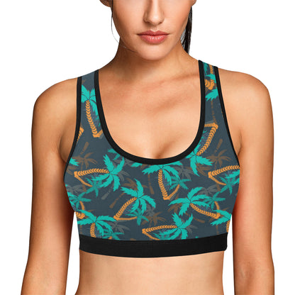 Palm Tree Pattern Print Design PT01 Sports Bra