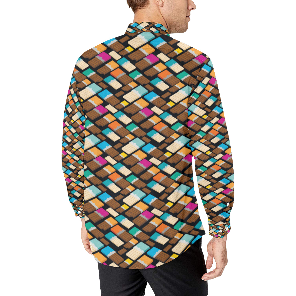Chocolate Pattern Print Design 02 Men's Long Sleeve Shirt