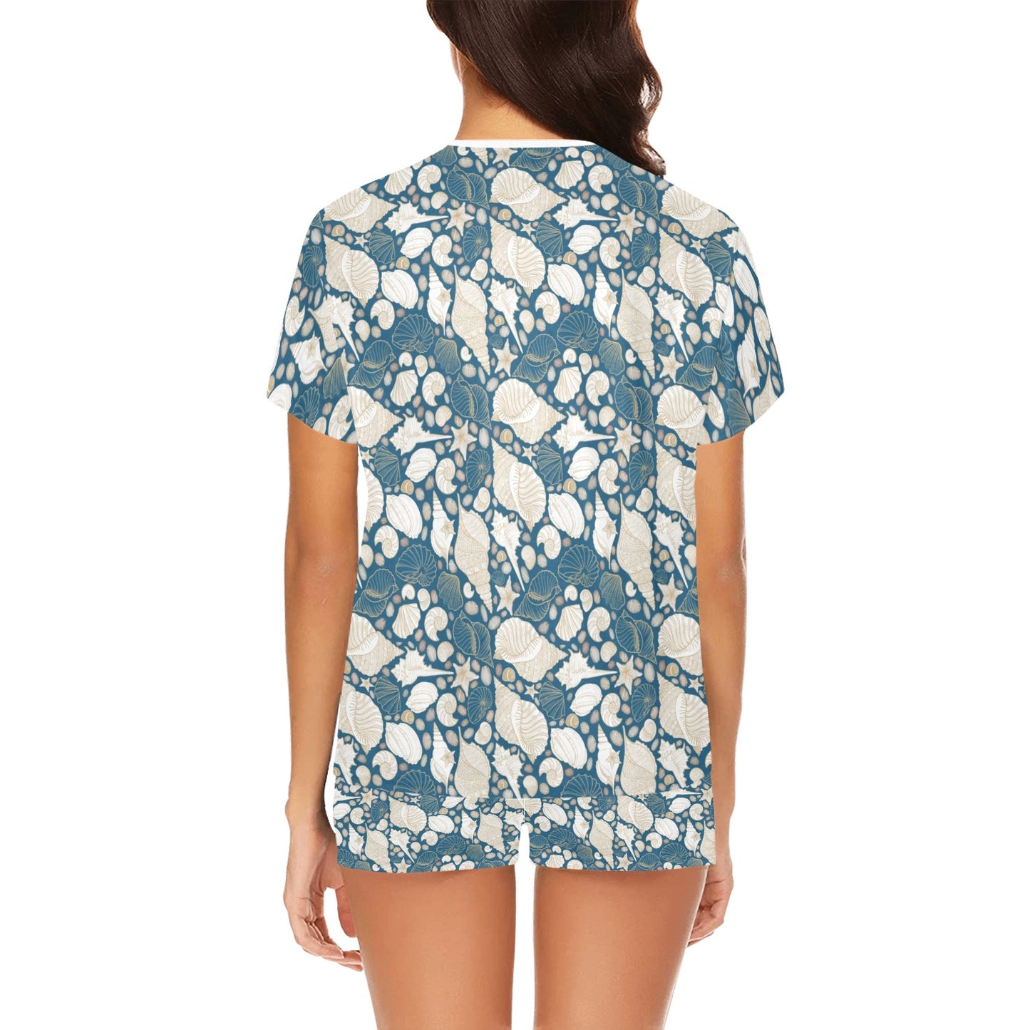 Seashell Print Design LKS308 Women's Short Pajama Set