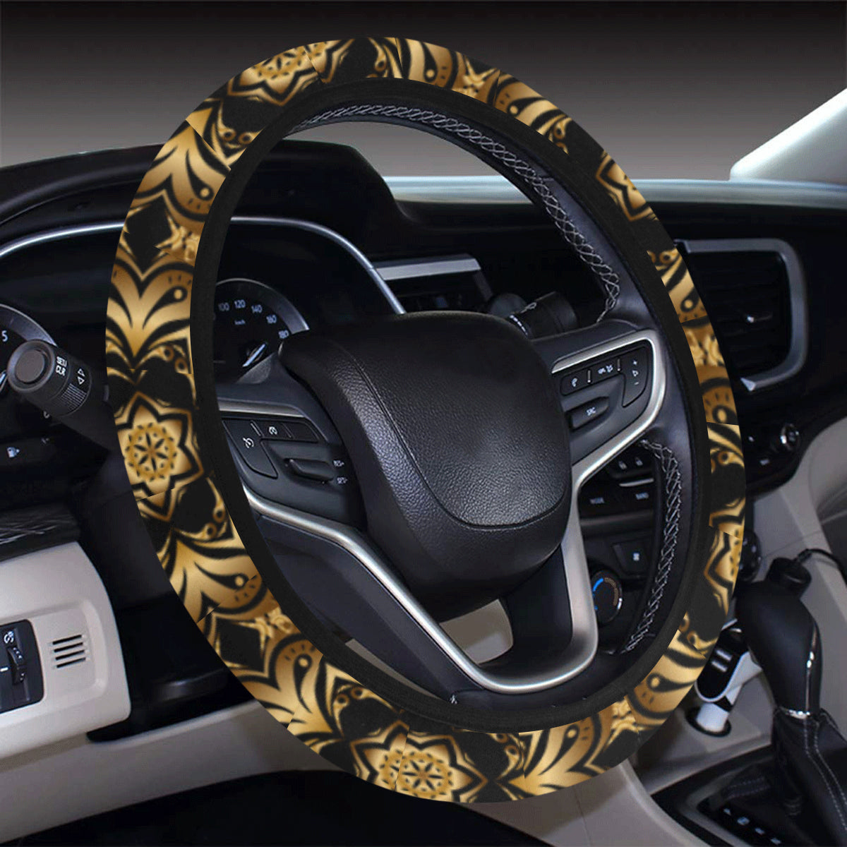 Celtic Pattern Print Design 07 Steering Wheel Cover with Elastic Edge