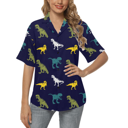 T Rex Pattern Print Design A07 Women's Hawaiian Shirt