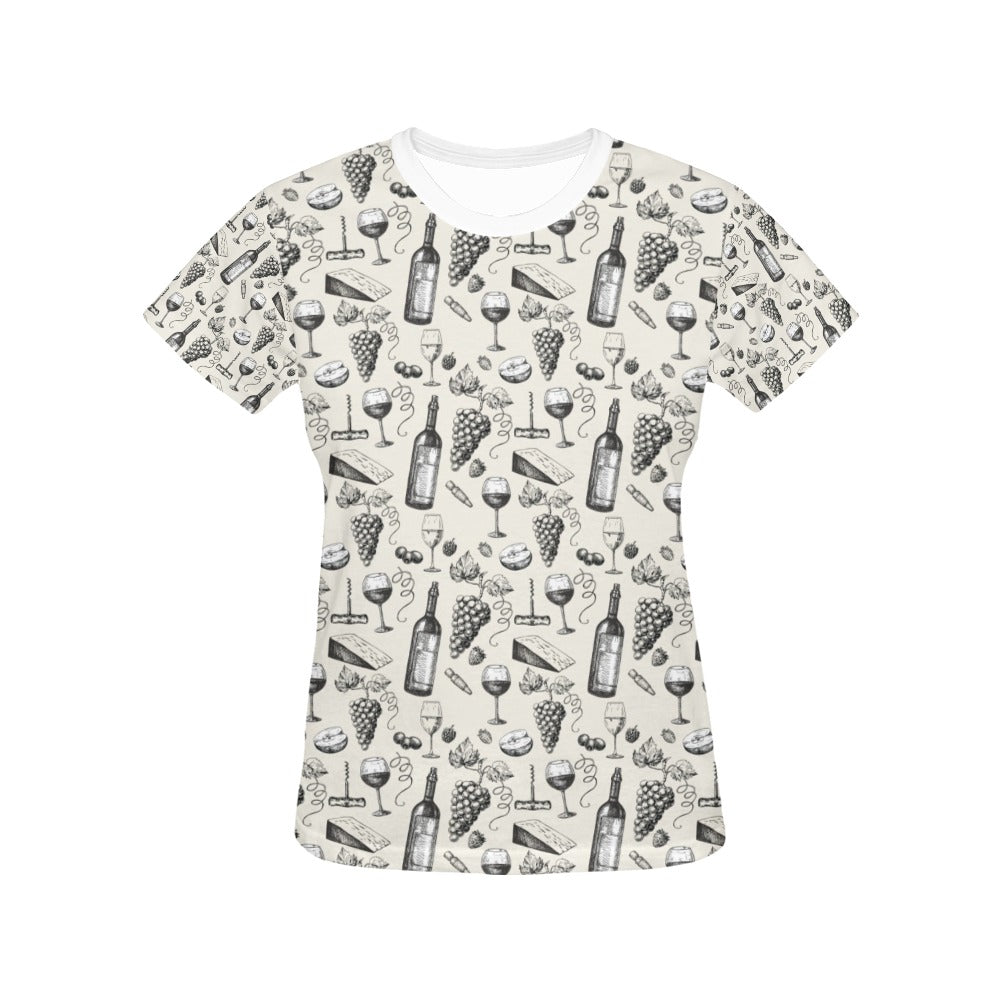 Wine Themed Print Design LKS306 Women's  T-shirt