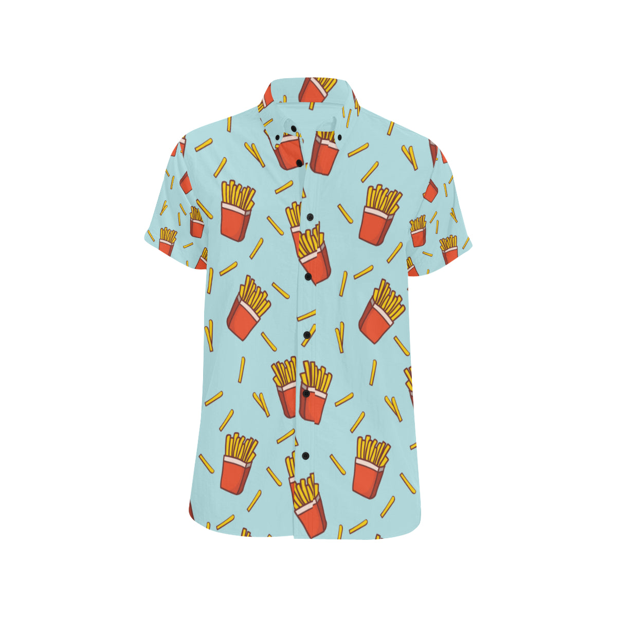 French Fried Pattern Print Design 02 Men's Short Sleeve Button Up Shirt