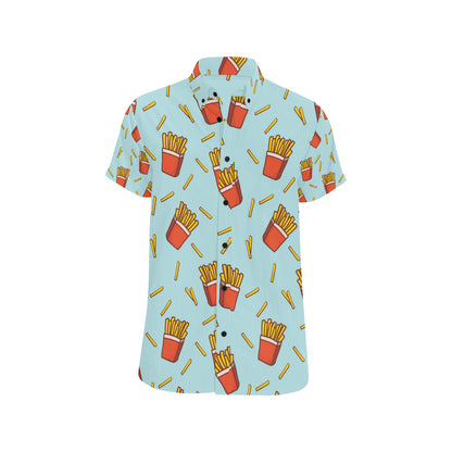 French Fried Pattern Print Design 02 Men's Short Sleeve Button Up Shirt