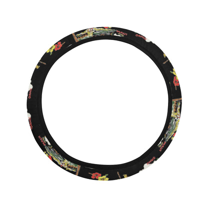 Hawaiian Island Themed Print Steering Wheel Cover with Elastic Edge