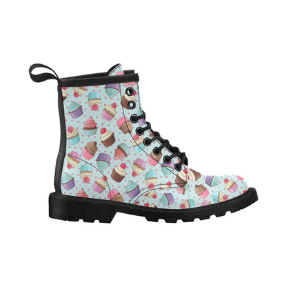 Cupcakes Fancy Heart Print Pattern Women's Boots