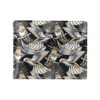 Hummingbird Gold Design Themed Print Men's ID Card Wallet