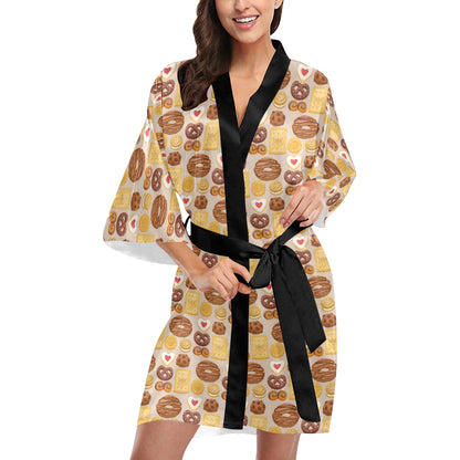 Cookie Pattern Print Design 02 Women's Short Kimono