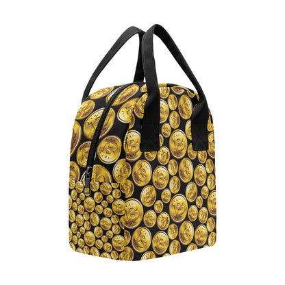 Bitcoin Pattern Print Design DO05 Insulated Lunch Bag