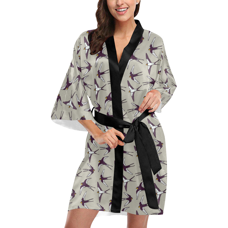 Swallow Bird Pattern Print Design 03 Women's Short Kimono