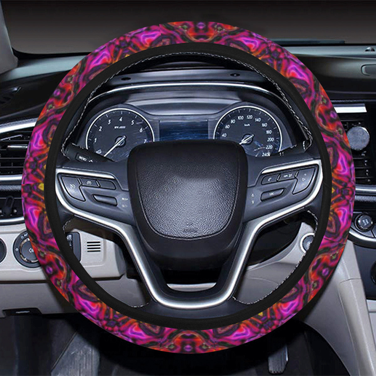 kaleidoscope Abstract Print Design Steering Wheel Cover with Elastic Edge