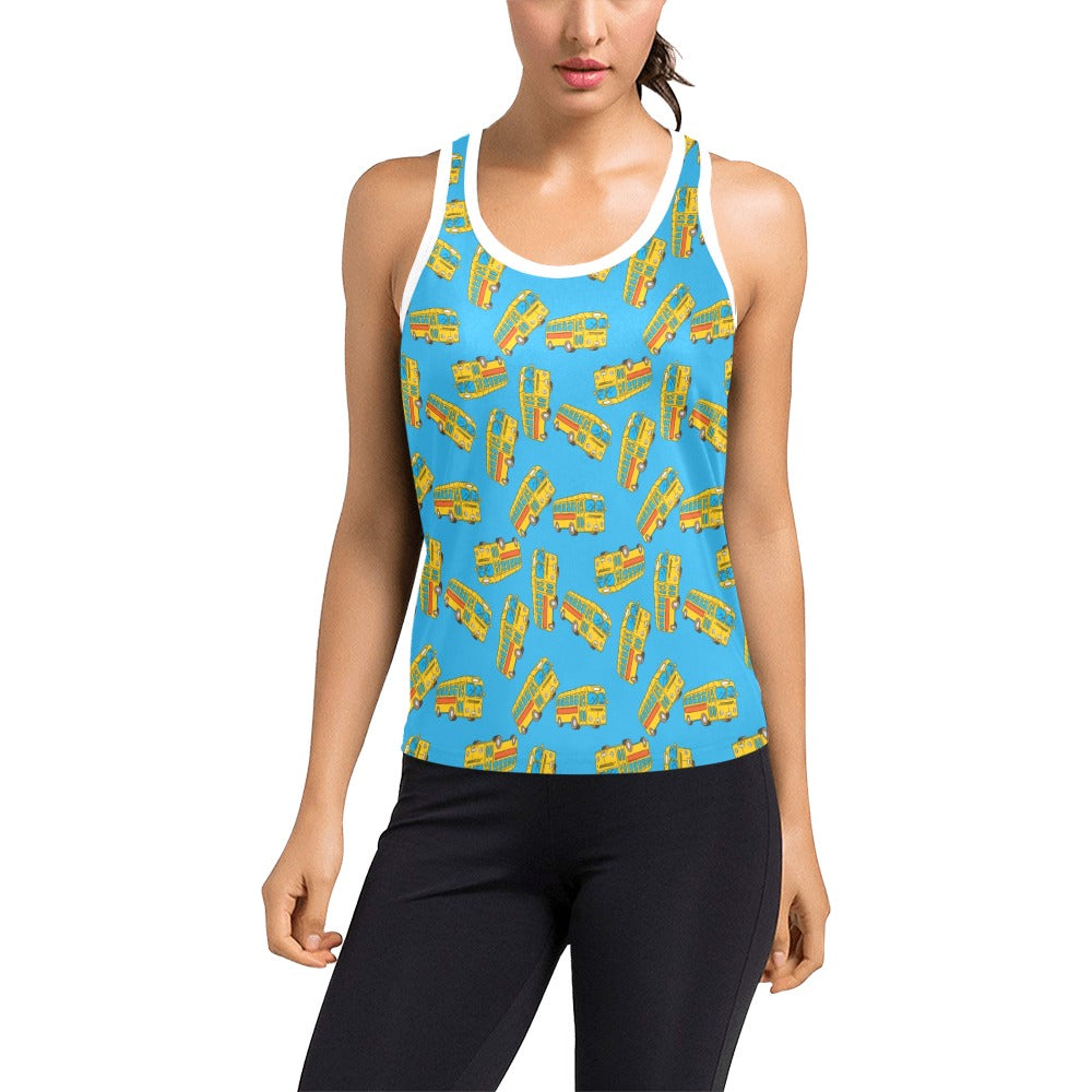 School Bus Print Design LKS302 Women's Racerback Tank Top