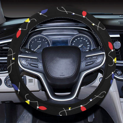 Christmas Light Pattern Print Design 04 Steering Wheel Cover with Elastic Edge