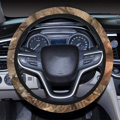Camo Realistic Tree Forest Autumn Print Steering Wheel Cover with Elastic Edge