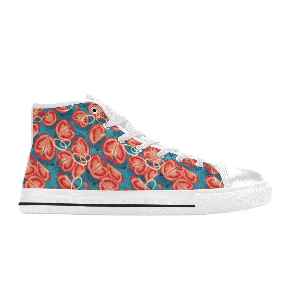 Tomato Print Design LKS301 High Top Women's White Shoes