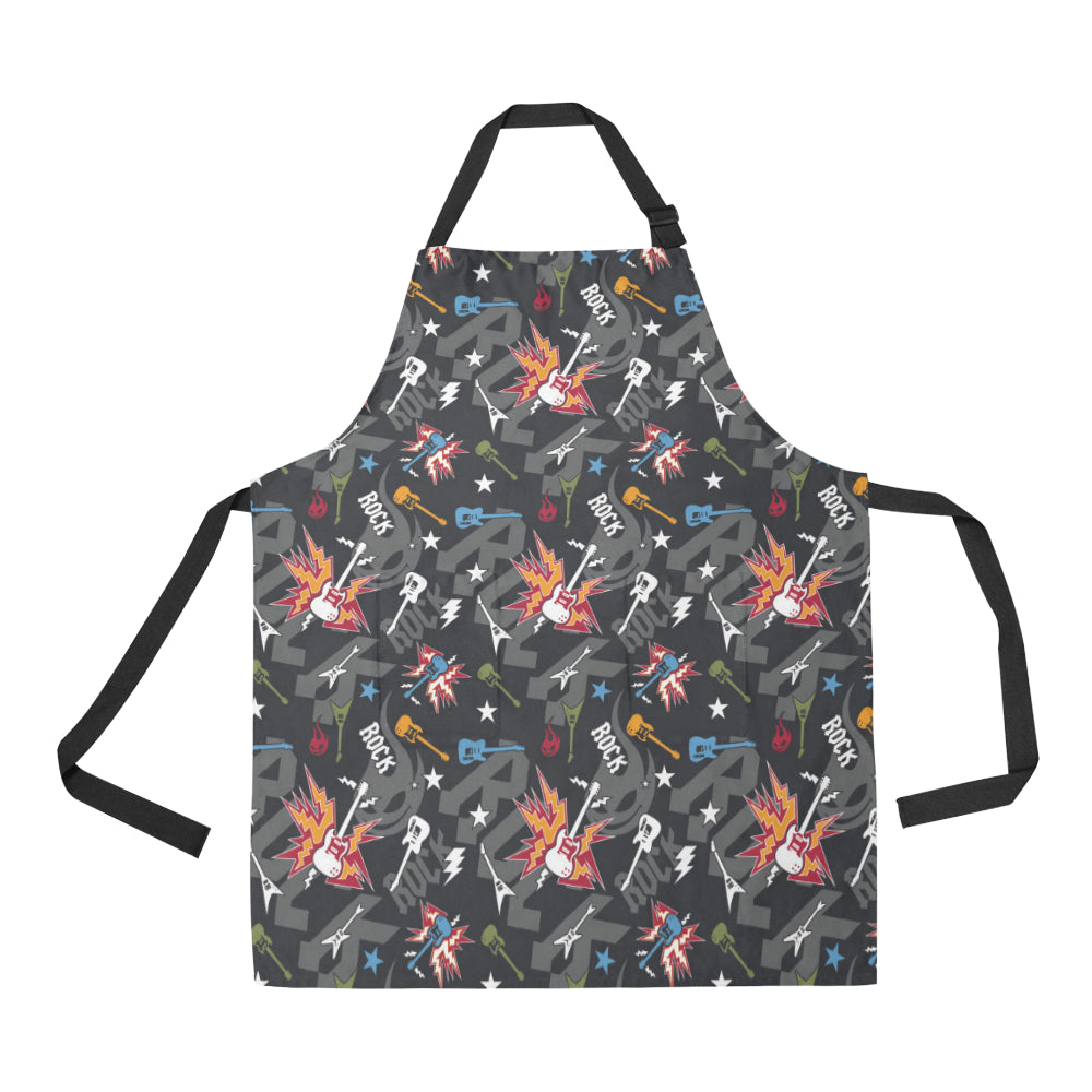 Rock and Roll Pattern Print Design A01 Apron with Pocket