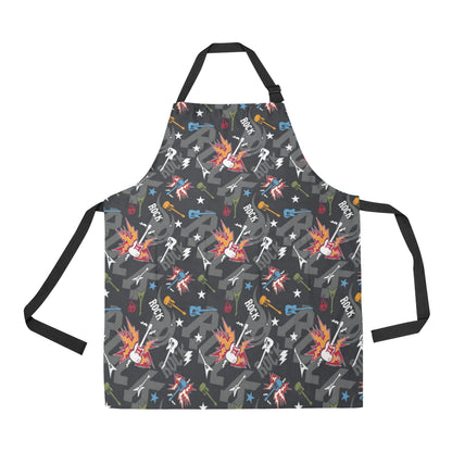 Rock and Roll Pattern Print Design A01 Apron with Pocket