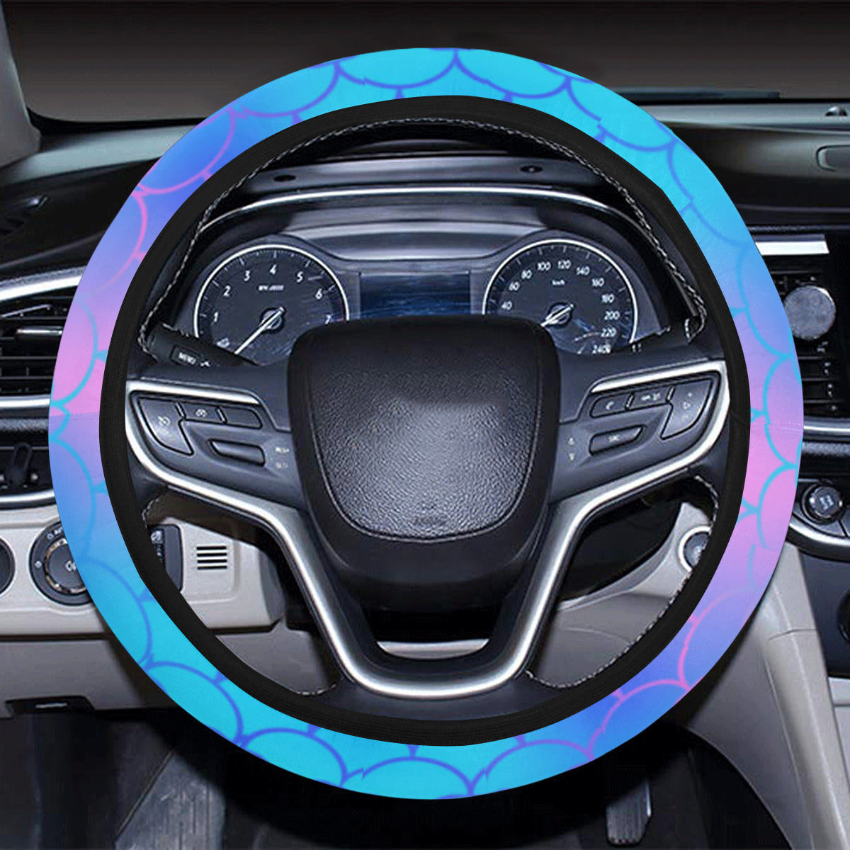 Mermaid Scales Pattern Print Design 04 Steering Wheel Cover with Elastic Edge