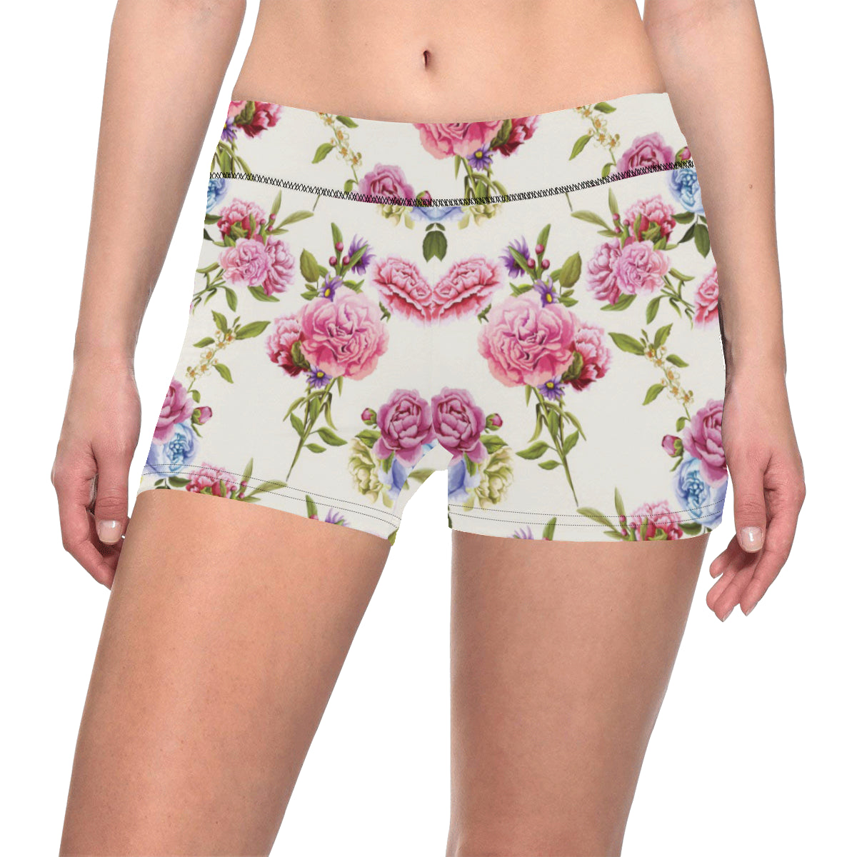 Carnations Pattern Print Design CN02 Yoga Shorts