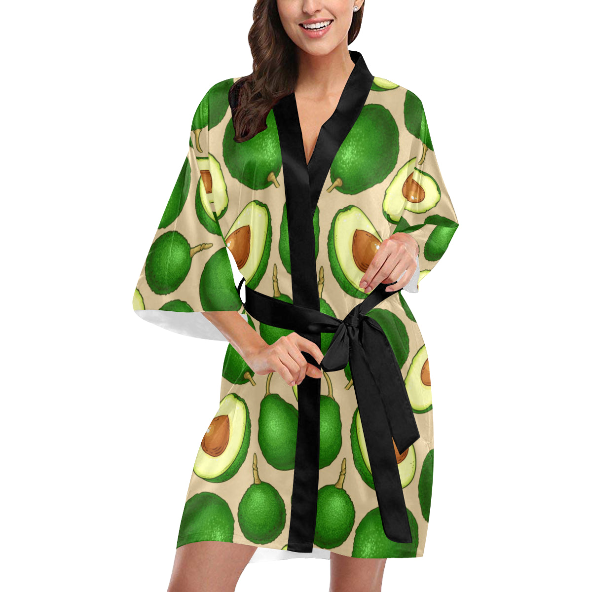 Avocado Pattern Print Design AC010 Women's Short Kimono