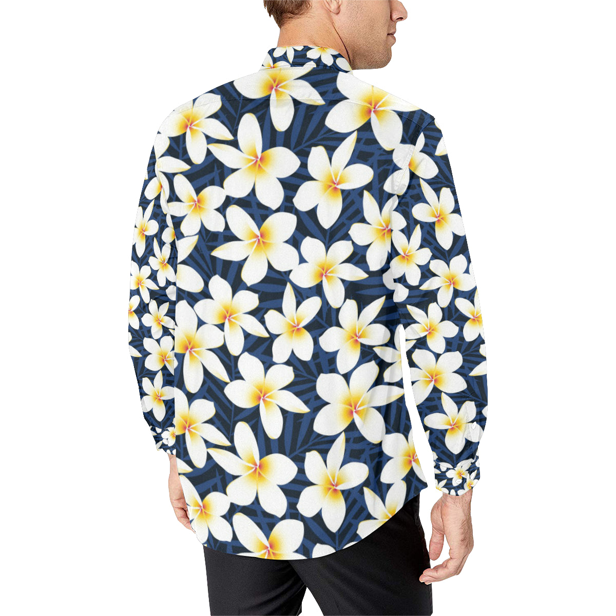 Plumeria Pattern Print Design PM026 Men's Long Sleeve Shirt