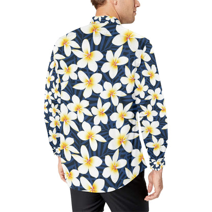 Plumeria Pattern Print Design PM026 Men's Long Sleeve Shirt