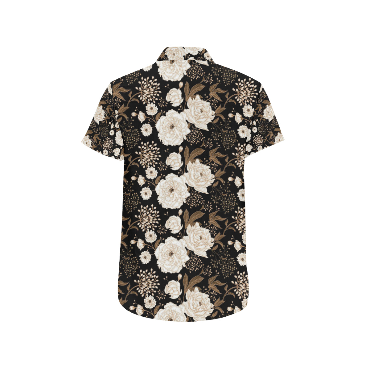 Peony Pattern Print Design A02 Men's Short Sleeve Button Up Shirt