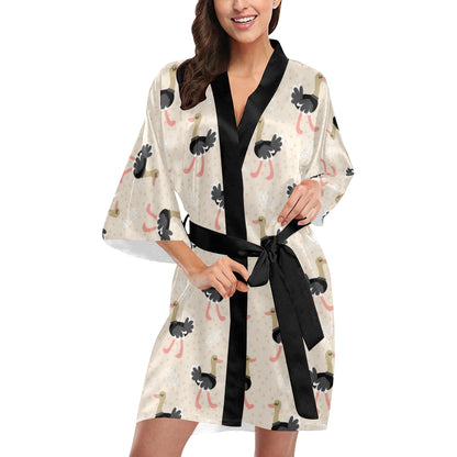 Ostrich Pattern Print Design 02 Women's Short Kimono