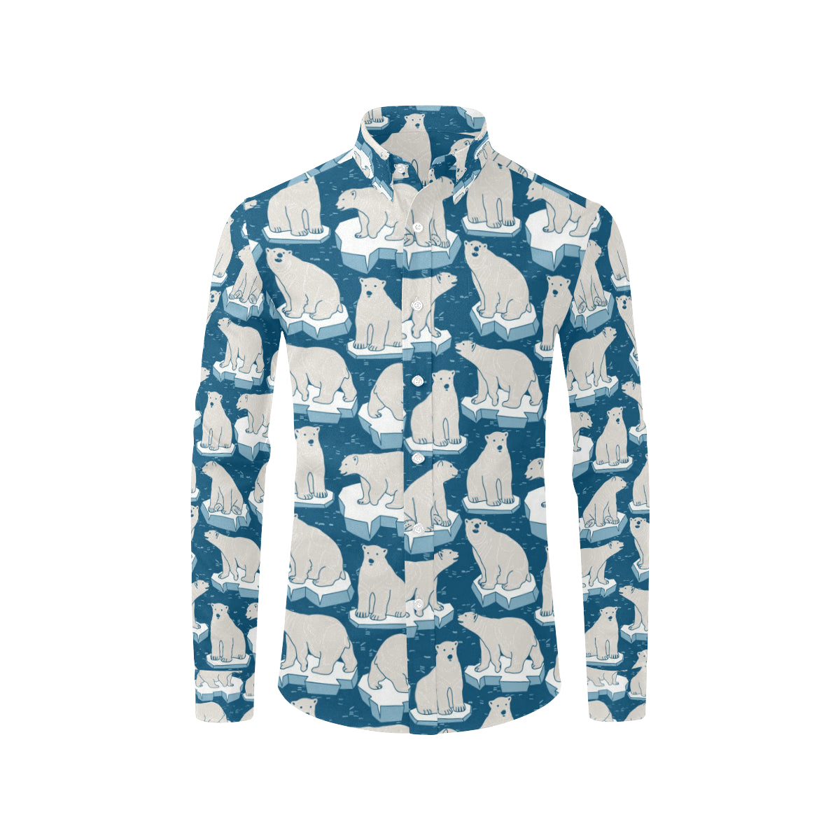 Polar Bear Pattern Print Design PB03 Men's Long Sleeve Shirt