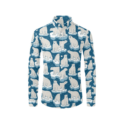 Polar Bear Pattern Print Design PB03 Men's Long Sleeve Shirt
