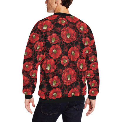 Camellia Pattern Print Design CM06 Men Long Sleeve Sweatshirt