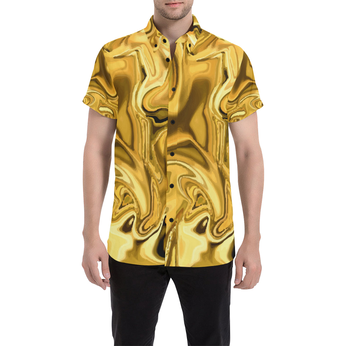 Liquid Pattern Print Design 03 Men's Short Sleeve Button Up Shirt