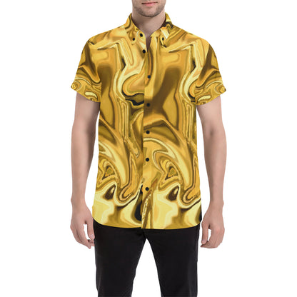 Liquid Pattern Print Design 03 Men's Short Sleeve Button Up Shirt