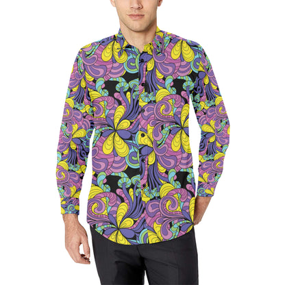 Psychedelic Pattern Print Design A04 Men's Long Sleeve Shirt