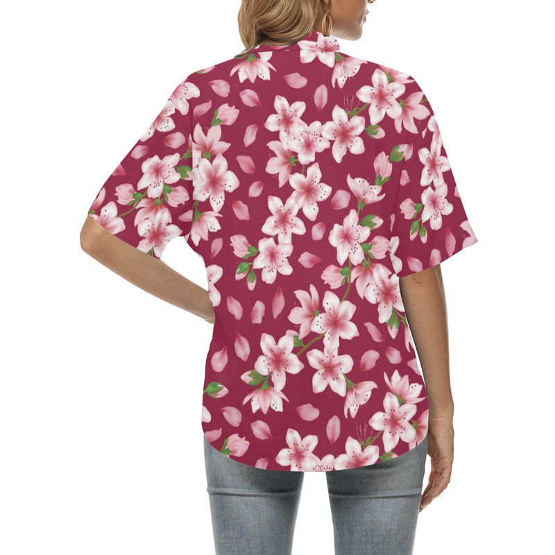 Cherry Blossom Pattern Print Design CB06 Women's Hawaiian Shirt