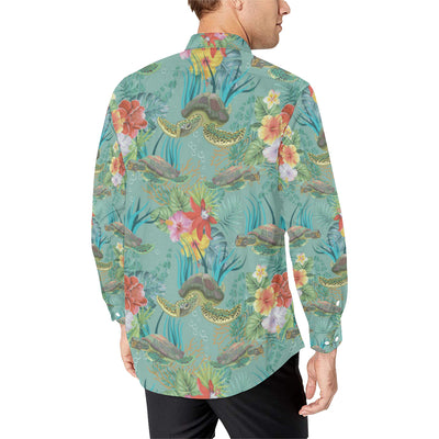 Sea Turtle Pattern Print Design T012 Men's Long Sleeve Shirt