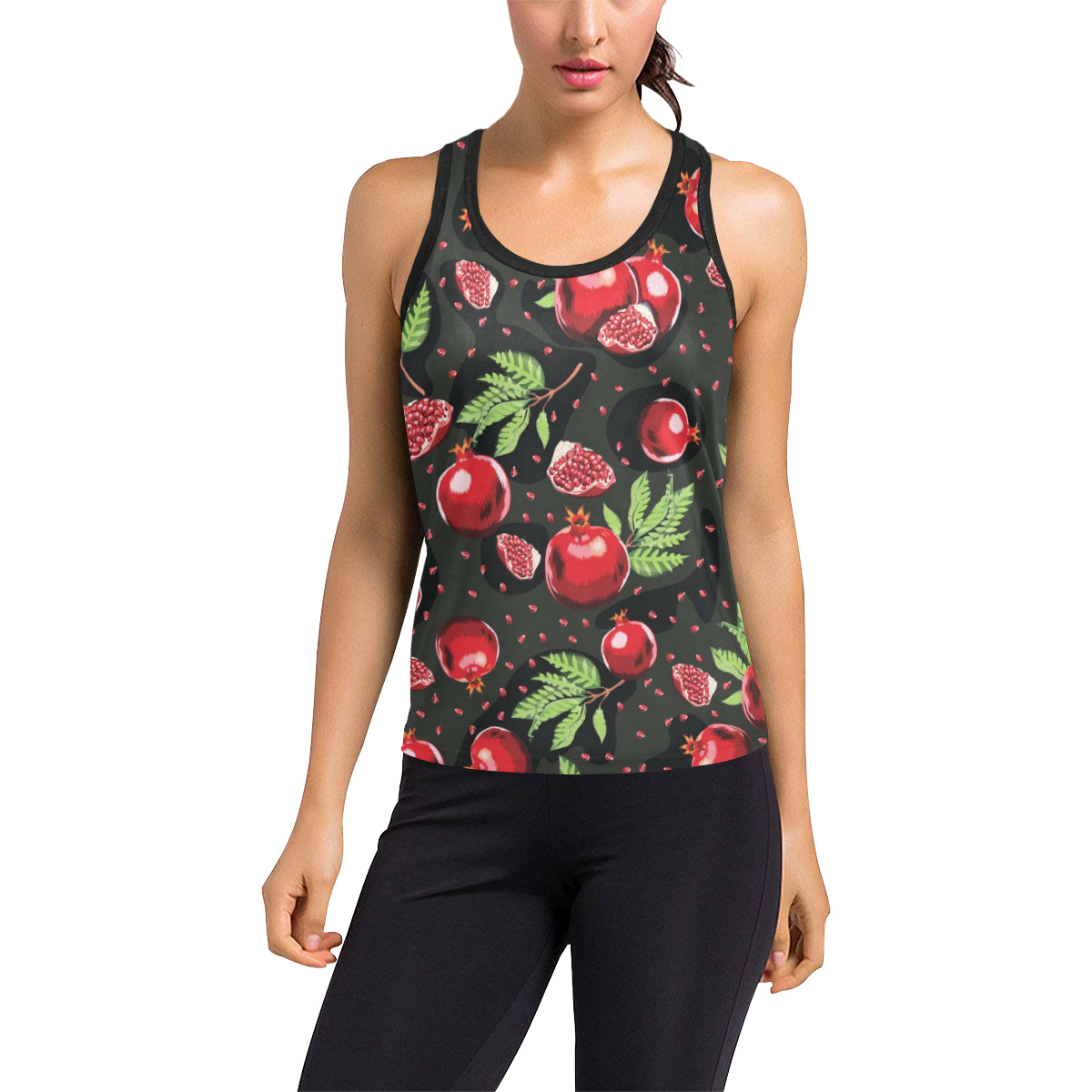 Pomegranate Pattern Print Design PG06 Women's Racerback Tank Top