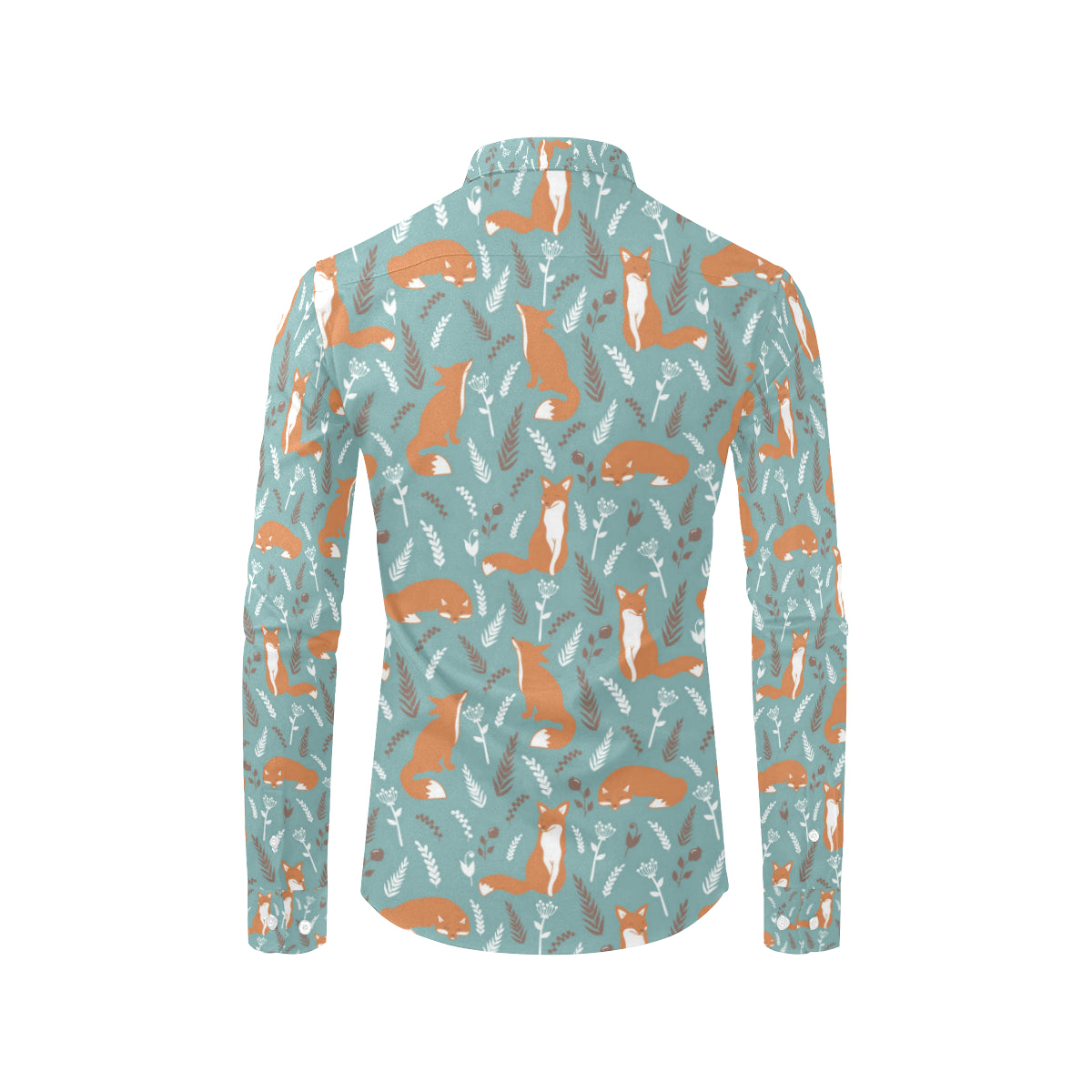 Fox Forest Print Pattern Men's Long Sleeve Shirt