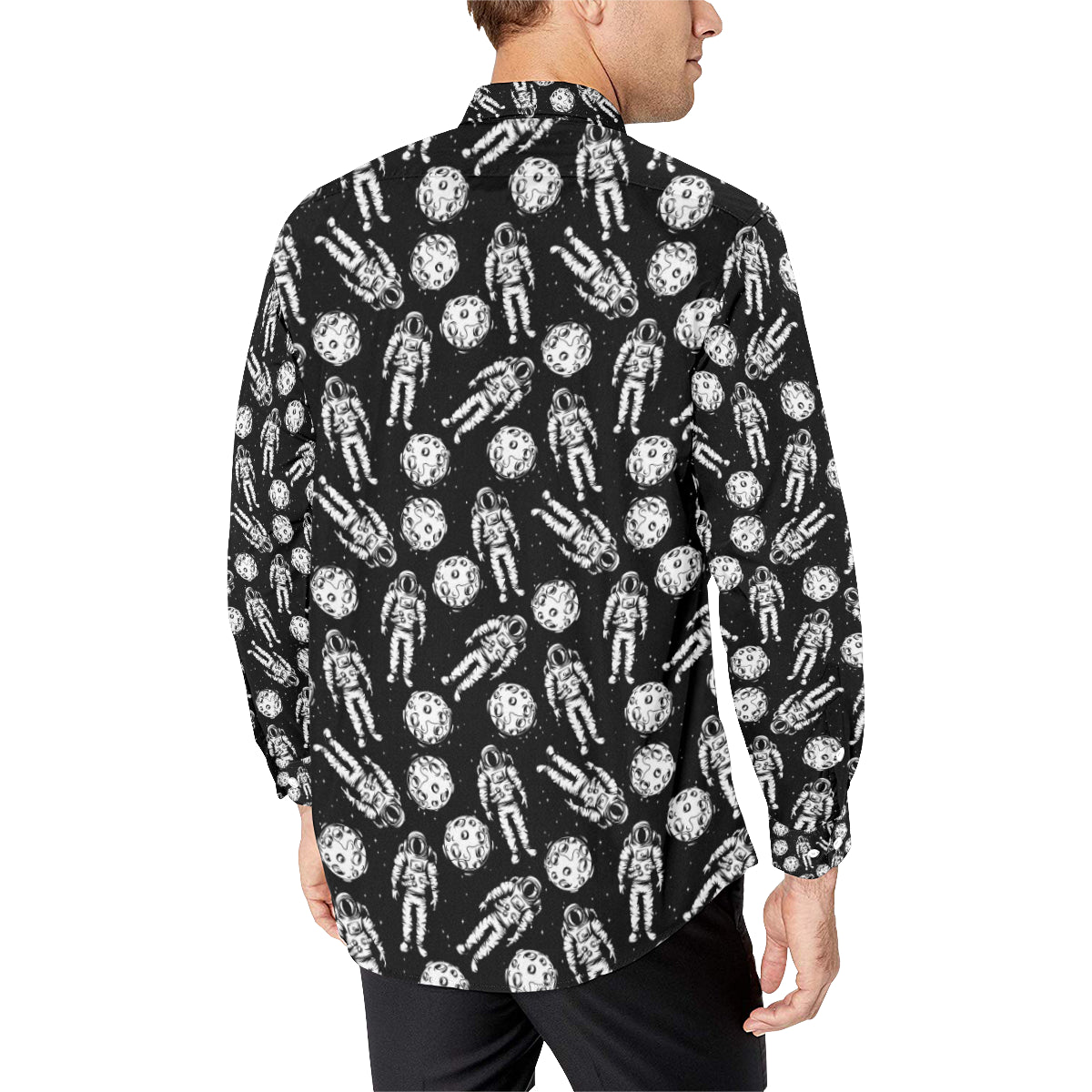 Astronaut Pattern Print Design 03 Men's Long Sleeve Shirt