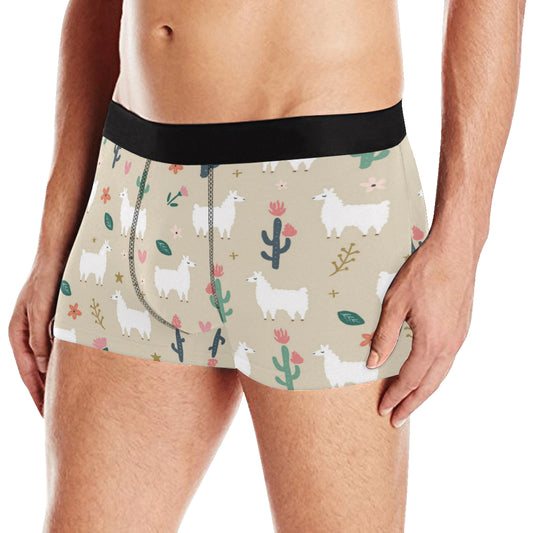 Llama Cactus Pattern Print Design 09 Men's Boxer Briefs
